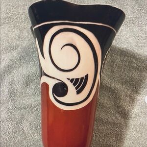 Artistic Black and Red Ceramic Vase